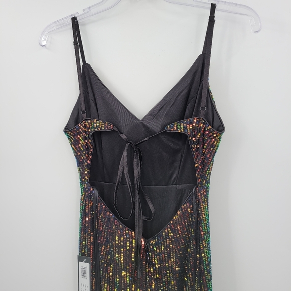 JUMP Apparel Juniors Size 7/8 Multicolor Sequined High Slit Iridescent - Picture 6 of 9